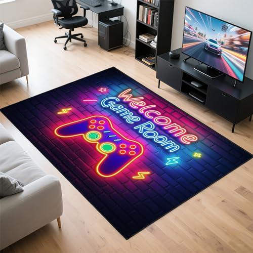 【並行輸入品】男の子部屋用ゲーミングラグ、3フィートx5フィートのゲーマーラグ、滑り止め裏地付き、ゲームルームカーペット、ベッドルームとリビング