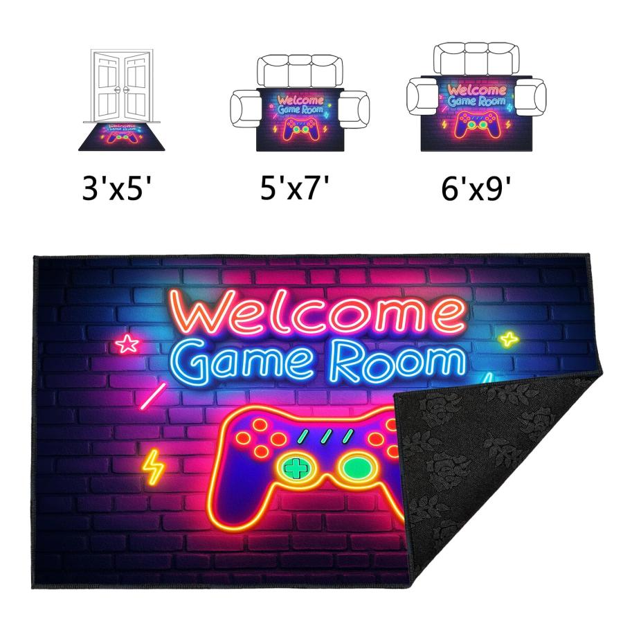 【並行輸入品】男の子部屋用ゲーミングラグ、3フィートx5フィートのゲーマーラグ、滑り止め裏地付き、ゲームルームカーペット、ベッドルームとリビング