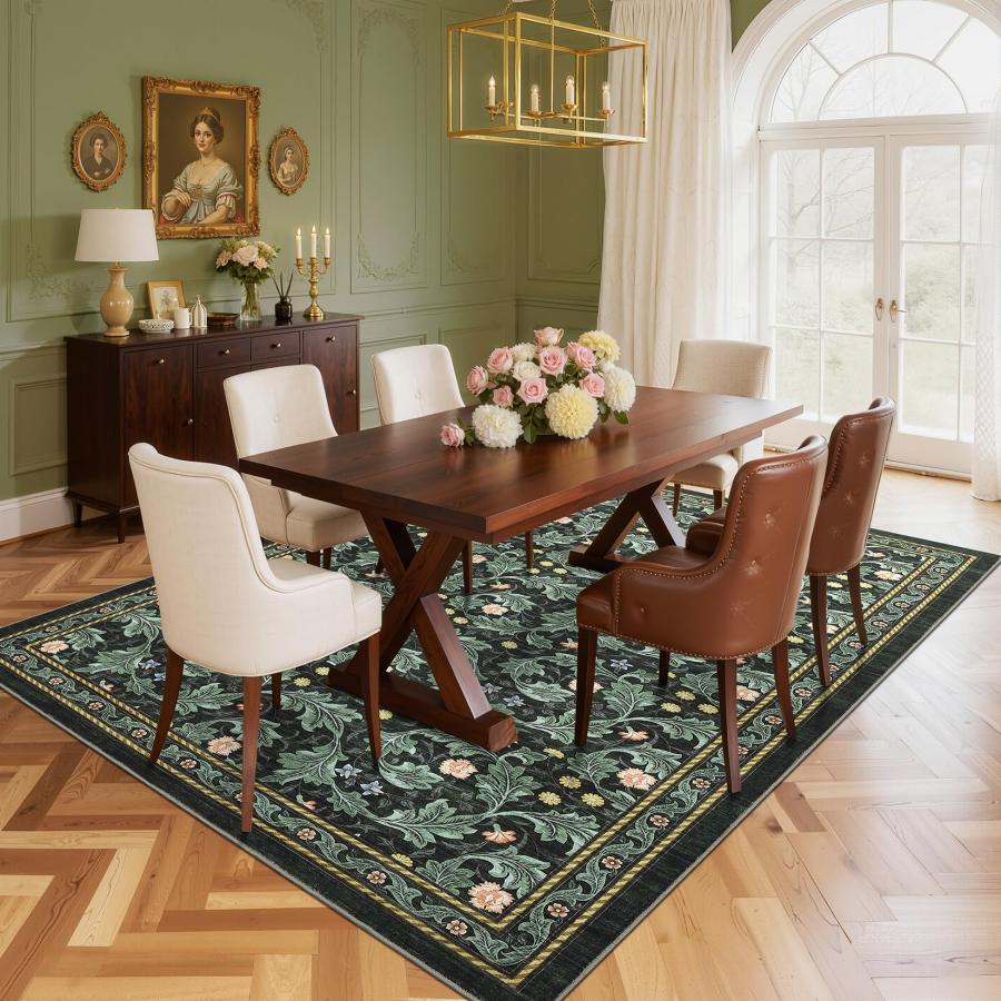 【並行輸入品】GarveeHome 洗えるラグ GarveeHome Boho Green Rugs for Living Room， Vint_3