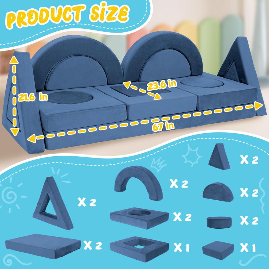 【並行輸入品】 Nevsokio 16PCS Modular Kids Play Couch Versatile Toddler Sofa Be_9