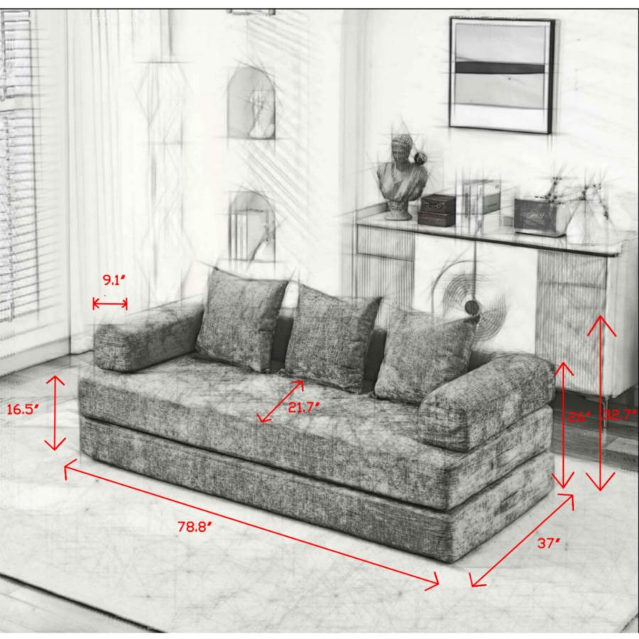 並行輸入品】 TTK Convertible Floor Sofa Bed with Pillow Armrest