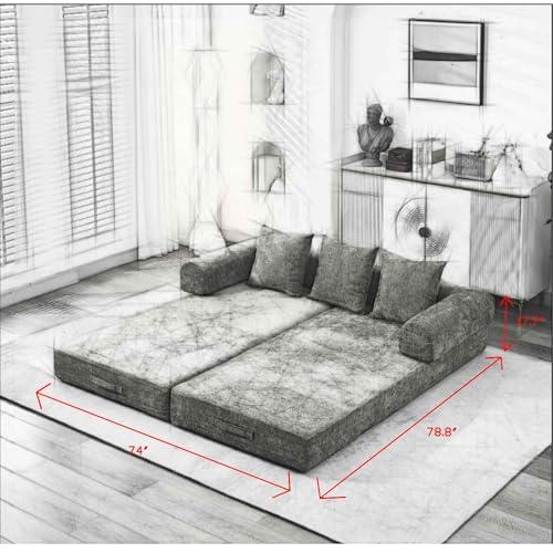 並行輸入品】 TTK Convertible Floor Sofa Bed with Pillow Armrest