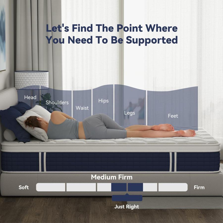 【並行輸入品】 Sailvan Queen Mattress， 12 inch Hybrid Mattress Queen Size in a_3