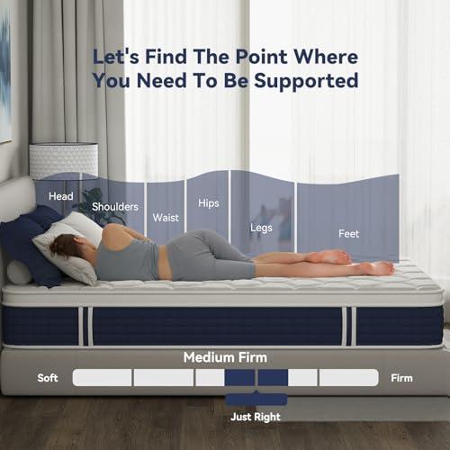 【並行輸入品】 Sailvan Queen Mattress， 12 inch Hybrid Mattress Queen Size in a_4