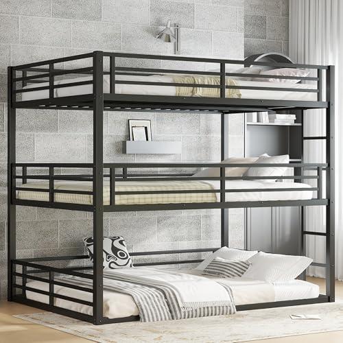 【並行輸入品】 Bellemave Metal Triple Bunk Beds with Full Length Guardrails， Qu_1