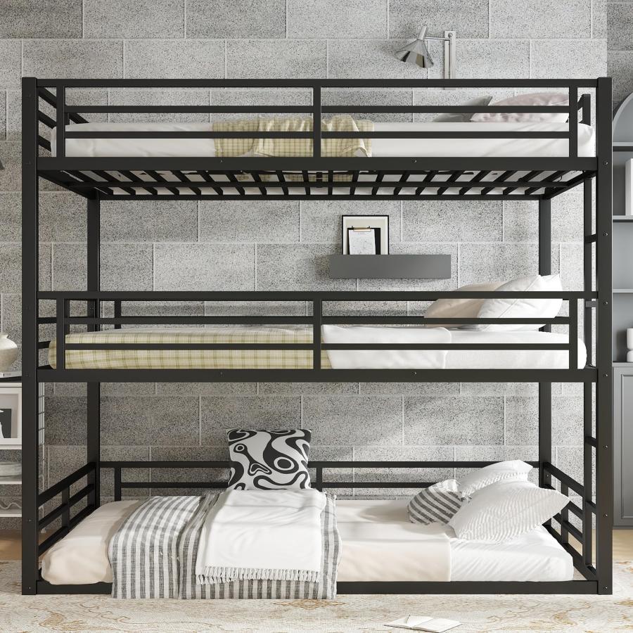 【並行輸入品】 Bellemave Metal Triple Bunk Beds with Full Length Guardrails， Qu_3