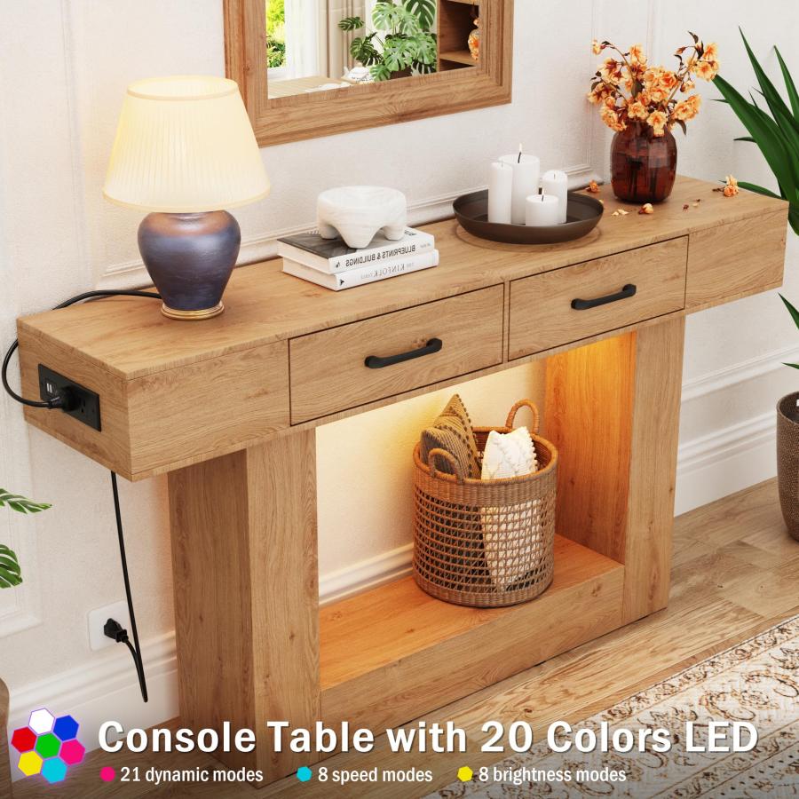 【並行輸入品】 Sybrioka 63" Console Table， Wooden Rectangular Sofa Table， with