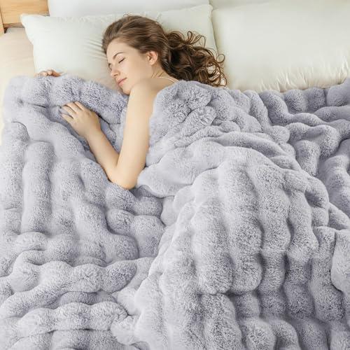 【並行輸入品】 Exclusivo Mezcla Faux Fur King Size Blanket for Bed， Luxury Reve_4
