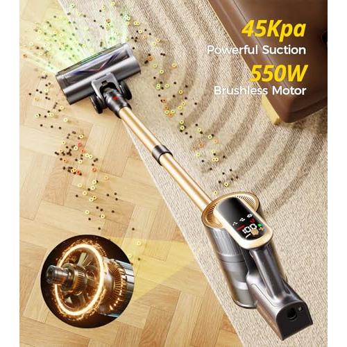 【並行輸入品】 Cordless Vacuum Cleaner， 550W 45Kpa 65Mins Stick Vacuum， Self St_3