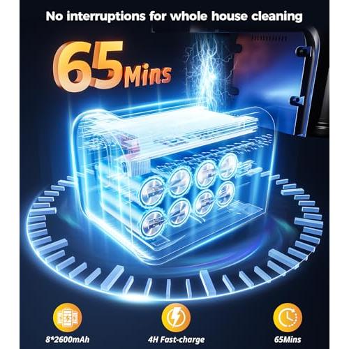 【並行輸入品】 Cordless Vacuum Cleaner， 550W 45Kpa 65Mins Stick Vacuum， Self St_6