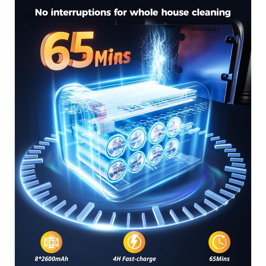 【並行輸入品】 Cordless Vacuum Cleaner， 550W 45Kpa 65Mins Stick Vacuum， Self St_8