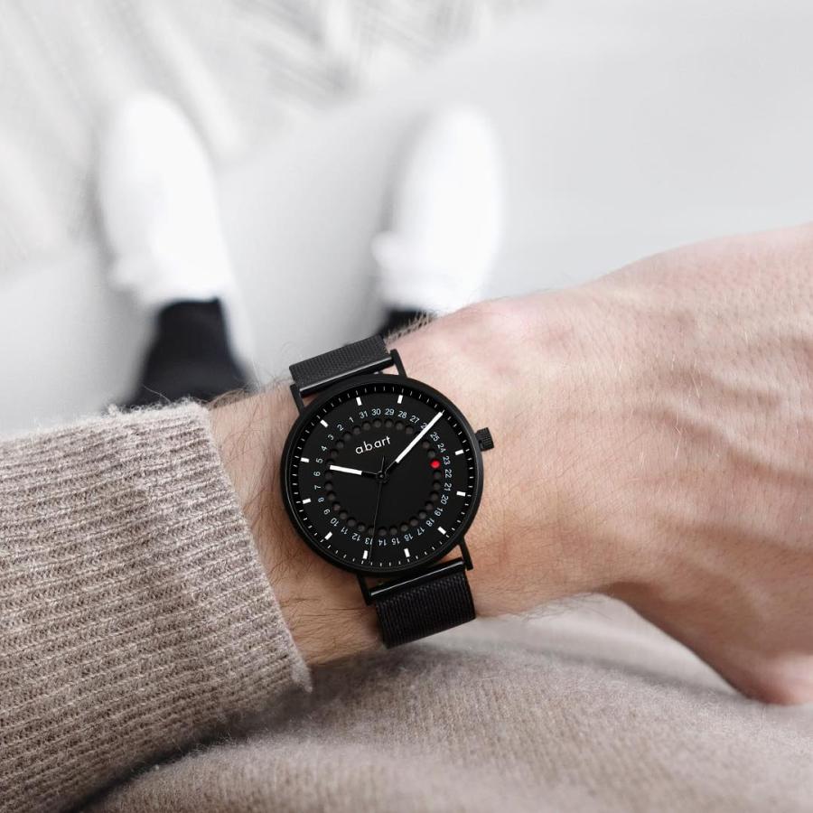 【並行輸入品】a.b.Art メンズクォーツ腕時計 41mm ブラックダイヤル サファイアクリスタル スイスロンダムーブメント ミラネーゼメッシの画像