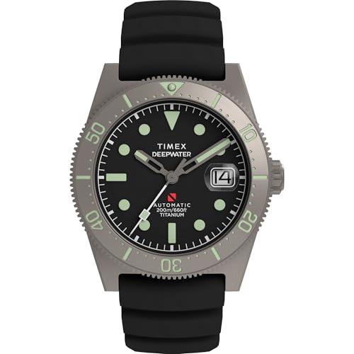 【並行輸入品】Timex メンズ ディープウォーター リーフ 41mm 腕時計, ブラック/チタン/ブラック/シルバー。, カジュアル。 Timの画像