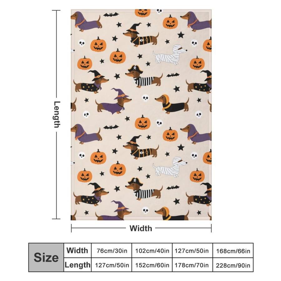 【並行輸入品】GemGam スローブランケット ふわふわフランネル ハロウィン ダックスフント パンプキン ソフト 軽量 ブランケット ベッド_9