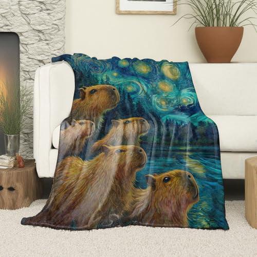 【並行輸入品】 VOPNXLT Starry Night Capybara Blanket， Soft Cozy Lightweight Cut
