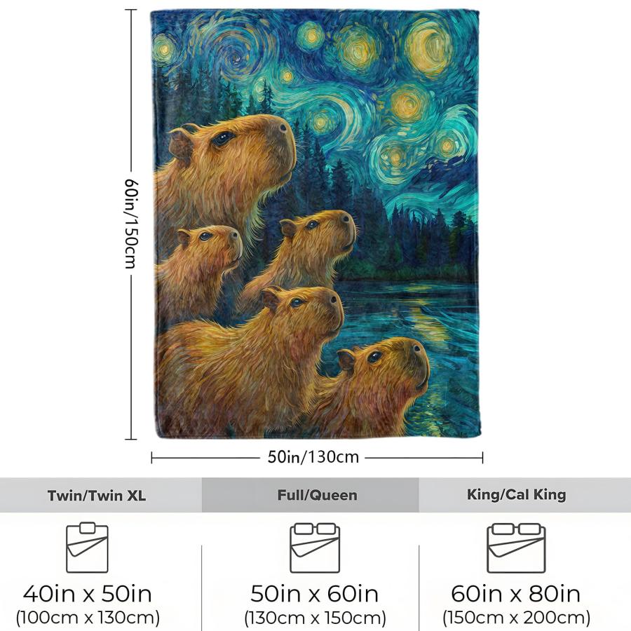 【並行輸入品】 VOPNXLT Starry Night Capybara Blanket， Soft Cozy Lightweight Cut