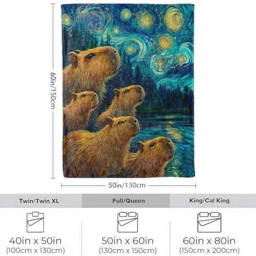 【並行輸入品】 VOPNXLT Starry Night Capybara Blanket， Soft Cozy Lightweight Cut