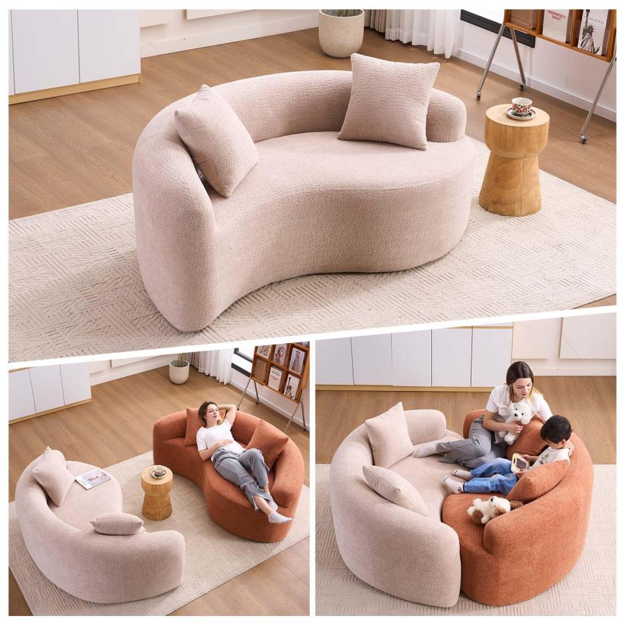 【並行輸入品】 67" Tai Chi Curved Loveseat with Round Armrest， Cloud Boneless C_2