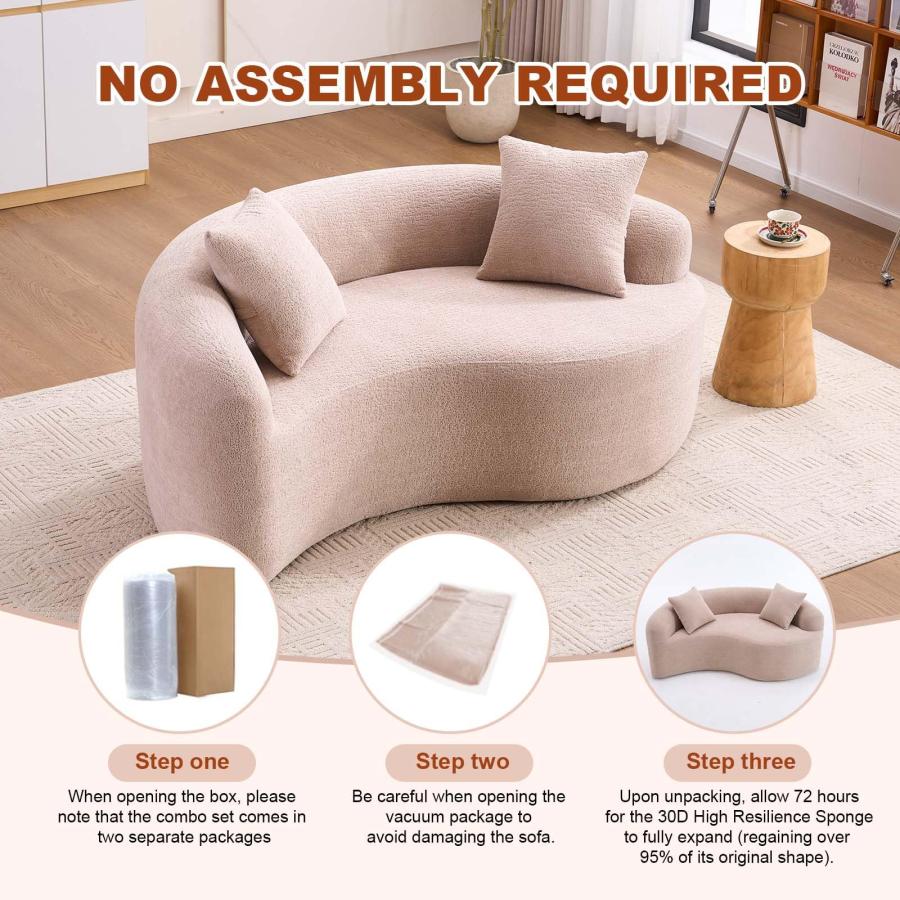 【並行輸入品】 67" Tai Chi Curved Loveseat with Round Armrest， Cloud Boneless C_8