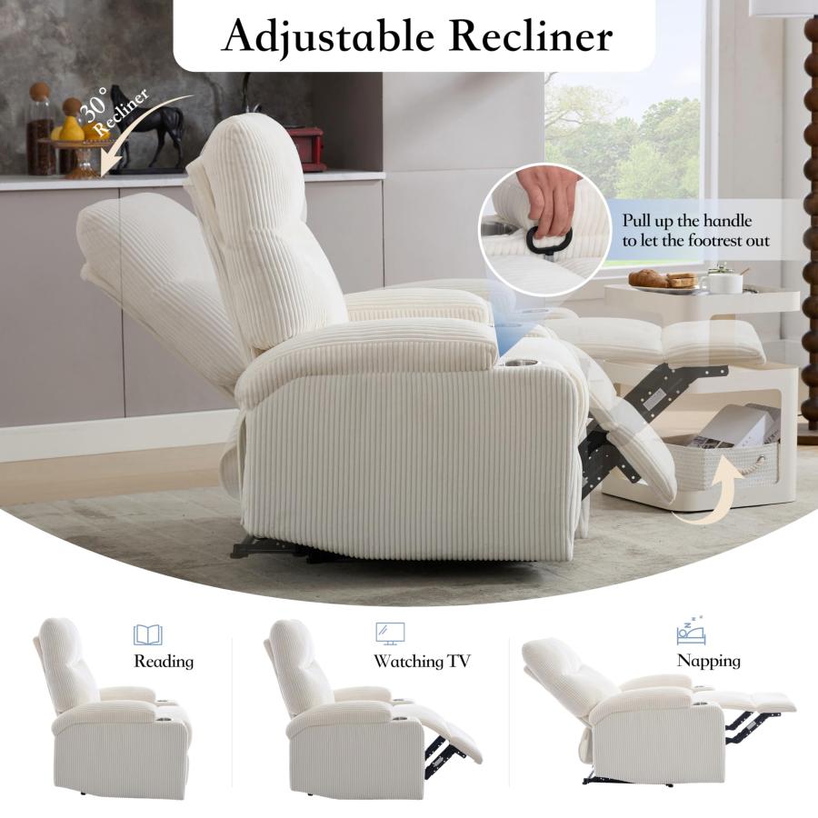 【並行輸入品】 Manual Recliner Chair with Pull Ring， 3 Position 140° Reclining_9