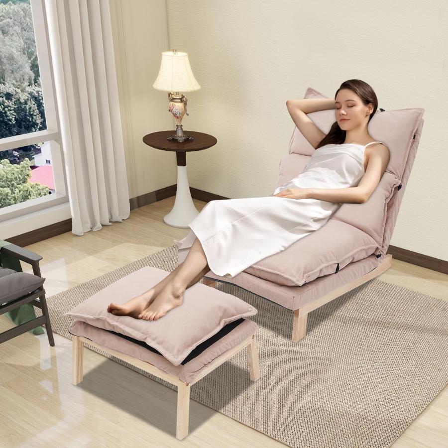 【並行輸入品】 BAIODNB 5 Gears Adjustable Accent Chair with Ottoman， Thick Cush_3