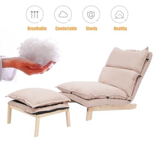 【並行輸入品】 BAIODNB 5 Gears Adjustable Accent Chair with Ottoman， Thick Cush_7