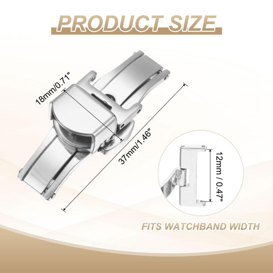 【並行輸入品】HARFINGTON ステンレススチール デプロイメントクラスプ、12mm バタフライフォールディングバックル スプリングバーと取の画像
