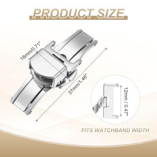 【並行輸入品】HARFINGTON ステンレススチール デプロイメントクラスプ、12mm バタフライフォールディングバックル スプリングバーと取の画像