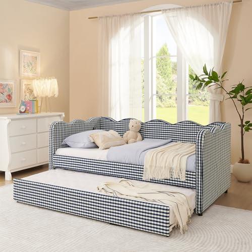 【並行輸入品】 GEEVIVO Upholstered Daybed with Trundle， 80.5" Twin Size Day Bed_1