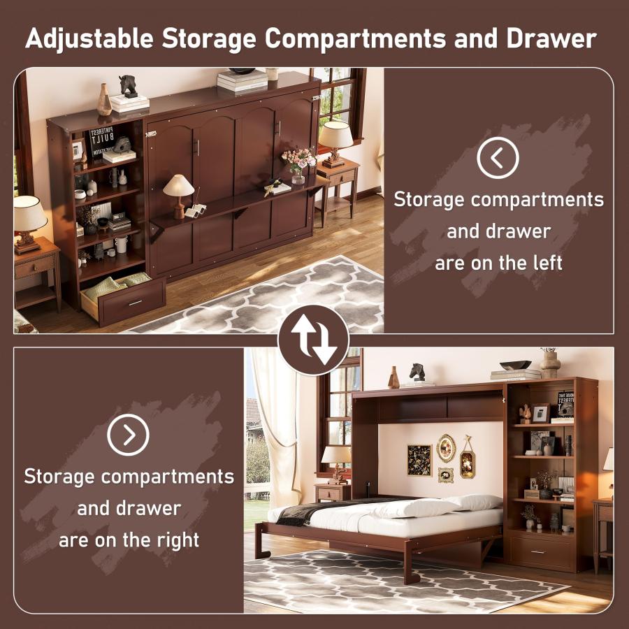 【並行輸入品】 SOFTSEA Queen Horizontal Murphy Bed with Desk, Foldable Wall Bedの画像