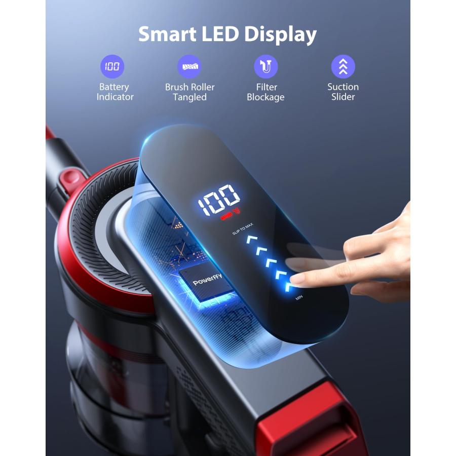 【並行輸入品】 Powerffy Cordless Vacuum Cleaner， Stick Cordless Vacuum with LED_9