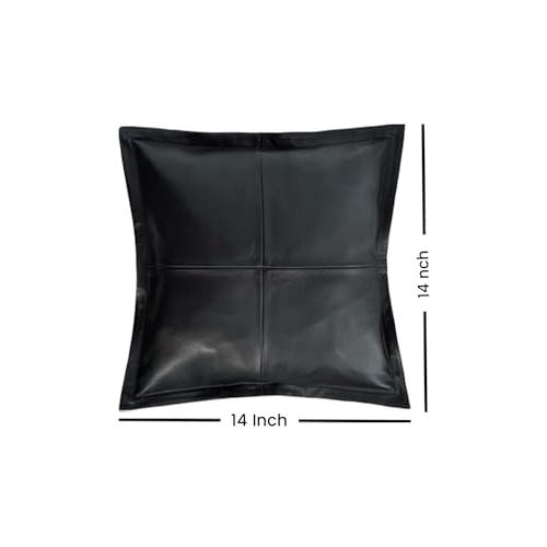 【並行輸入品】UrbanFocal ラムスキン ブラック レザー 枕カバー 14x14インチ オフィス、リビングルーム、ベッドルーム用の装飾_4