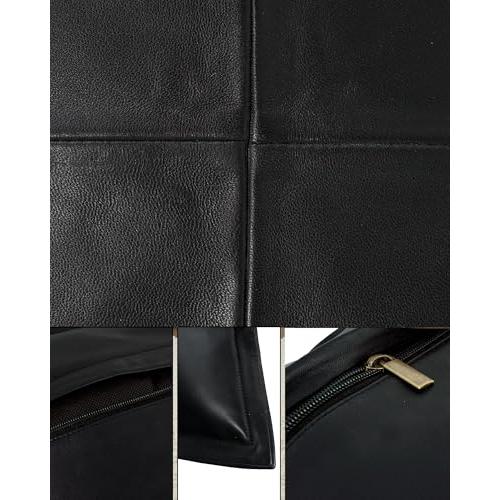 【並行輸入品】UrbanFocal ラムスキン ブラック レザー 枕カバー 14x14インチ オフィス、リビングルーム、ベッドルーム用の装飾_7