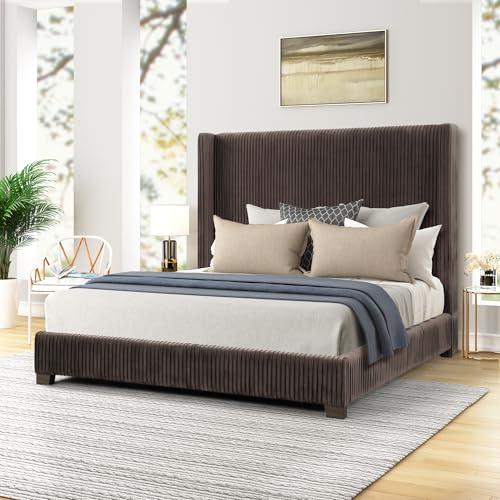 【並行輸入品】 King Size 68.50\"H Upholstered Bed Frame, Luxurious Platform Bedの画像