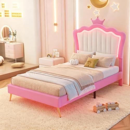 【並行輸入品】 Yilezena Full Size Upholstered Bed Frame with LED Lights， Modern_1