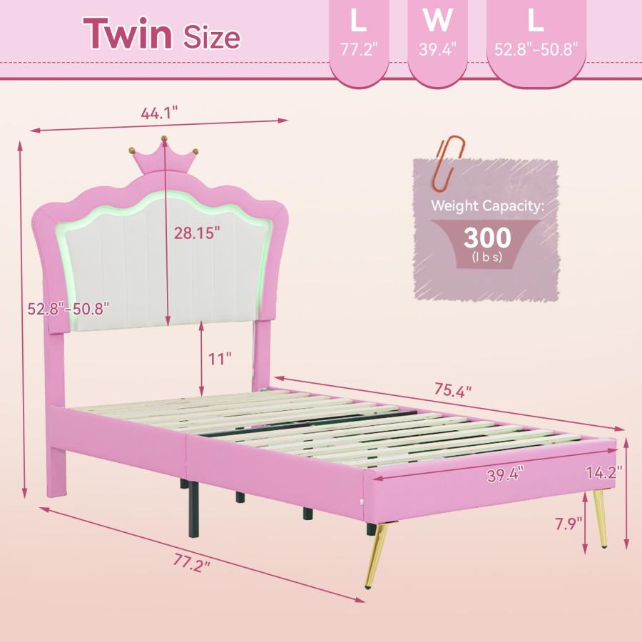 【並行輸入品】 Yilezena Full Size Upholstered Bed Frame with LED Lights， Modern_3