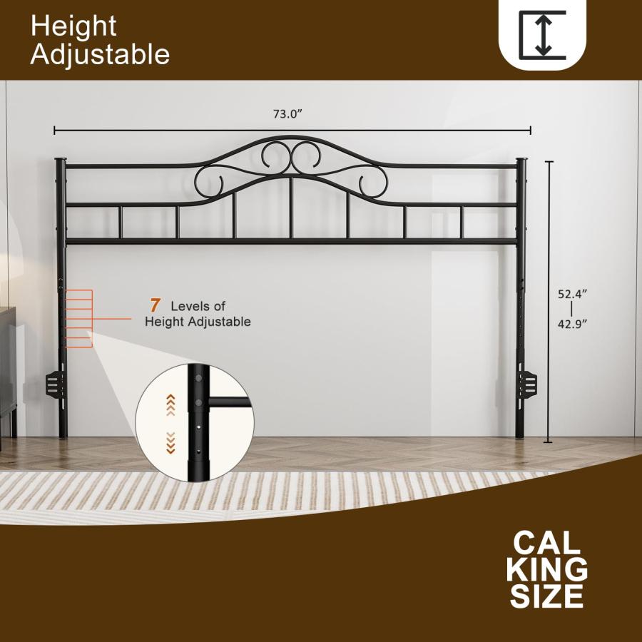 【並行輸入品】 IKIFLY Metal California King Size Headboard， Adjustable Height，