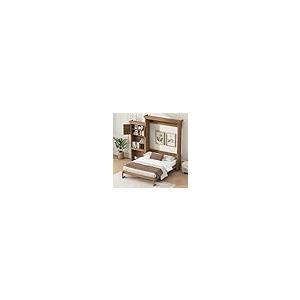 【並行輸入品】 LUMISOL Queen Size Murphy Bed, Solid Wood Wall Bed Frame with Stの画像
