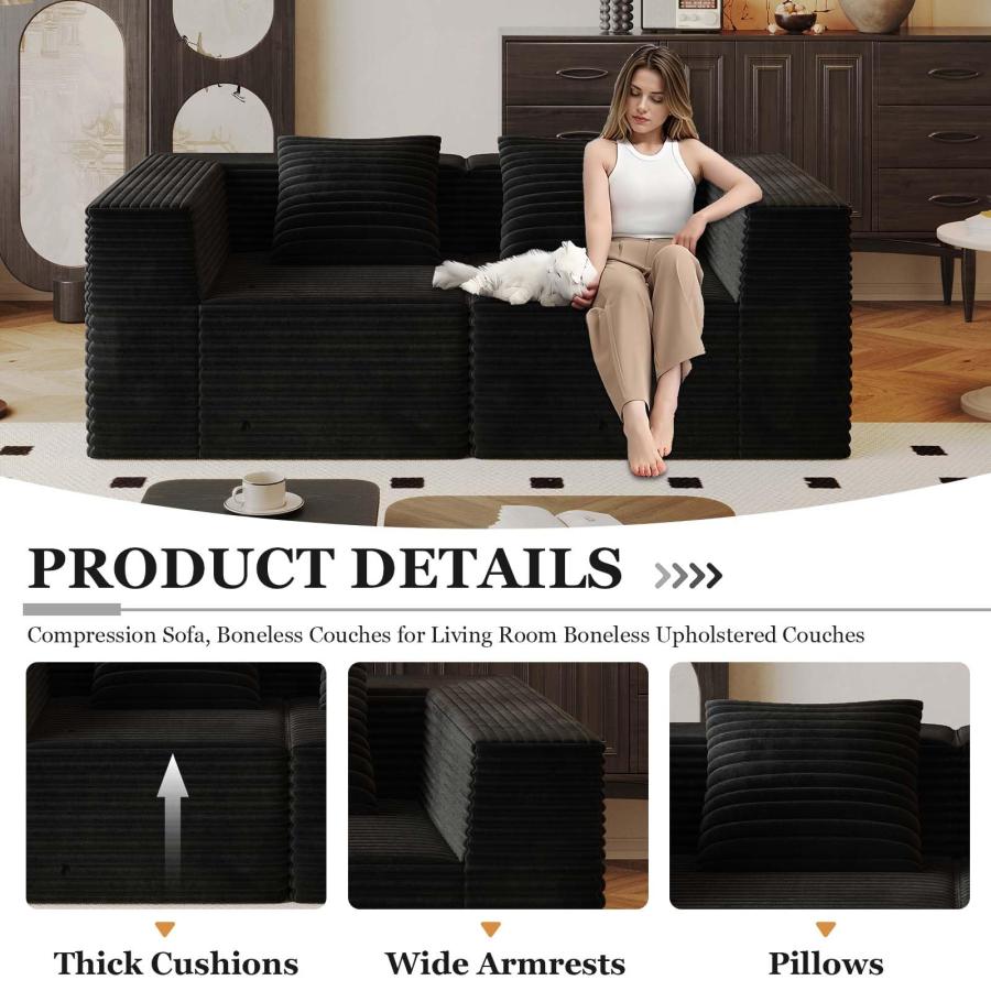 【並行輸入品】 78” Cloud Loveseat Sofa with 2 Cushions， Boneless Couches for Li_9