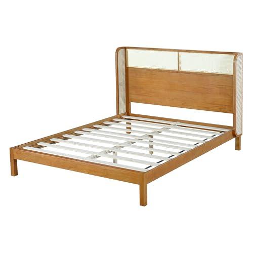 【並行輸入品】 espidoo Mid Century Modern Queen Bed Frame: Premium Rubber Wood