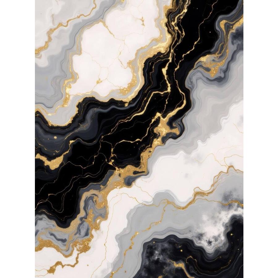 【並行輸入品】 Contemporary Abstract Wavy Liquid Art Pattern Beige Gold Black M_3