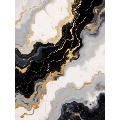 【並行輸入品】 Contemporary Abstract Wavy Liquid Art Pattern Beige Gold Black M_4