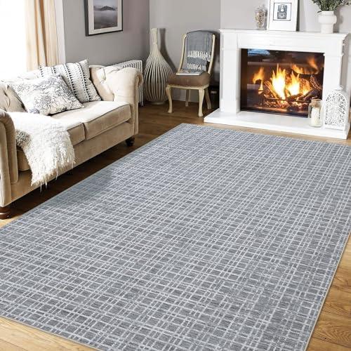 【並行輸入品】 COZYLOOM Bedroom Rugs 6x9， Washable Modern Plaid Rugs Non Slip L_1
