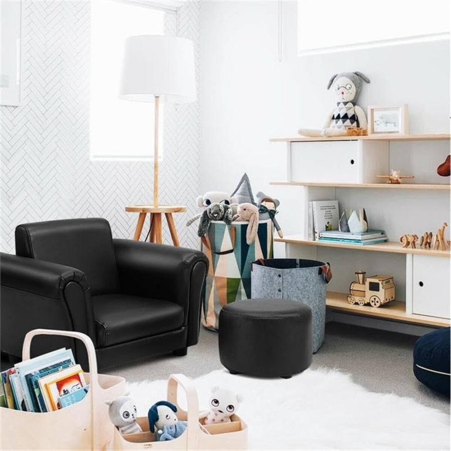 【並行輸入品】 Pemberly Row Contemporary Polyurethane Kids Sofa with Ottoman in_3