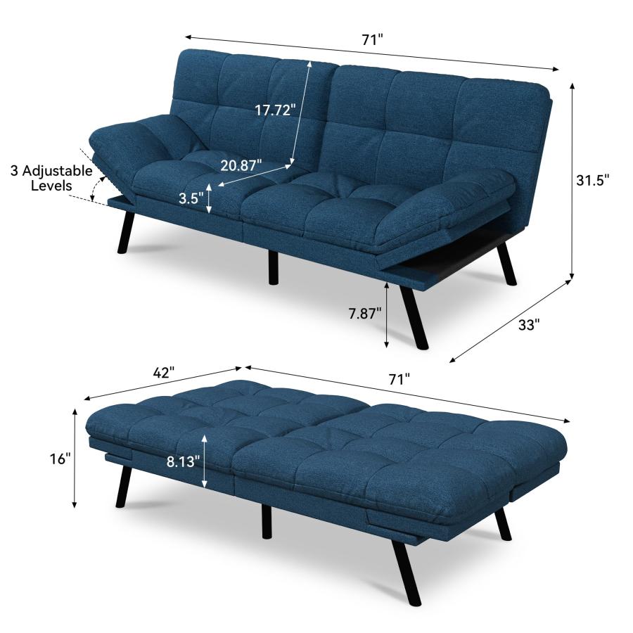 【並行輸入品】 AMICLIBER Convertible Futon Sofa Bed with Detachable Cushion，71"