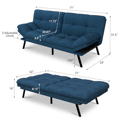 【並行輸入品】 AMICLIBER Convertible Futon Sofa Bed with Detachable Cushion，71"