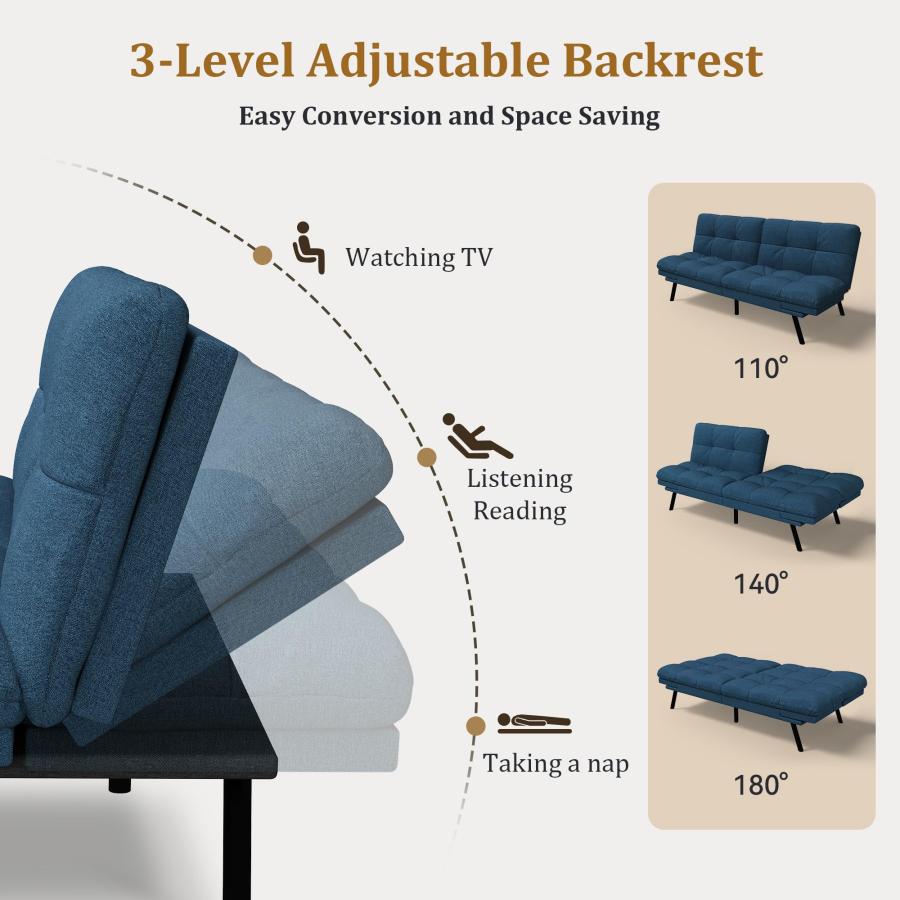 【並行輸入品】 AMICLIBER Convertible Futon Sofa Bed with Detachable Cushion，71"