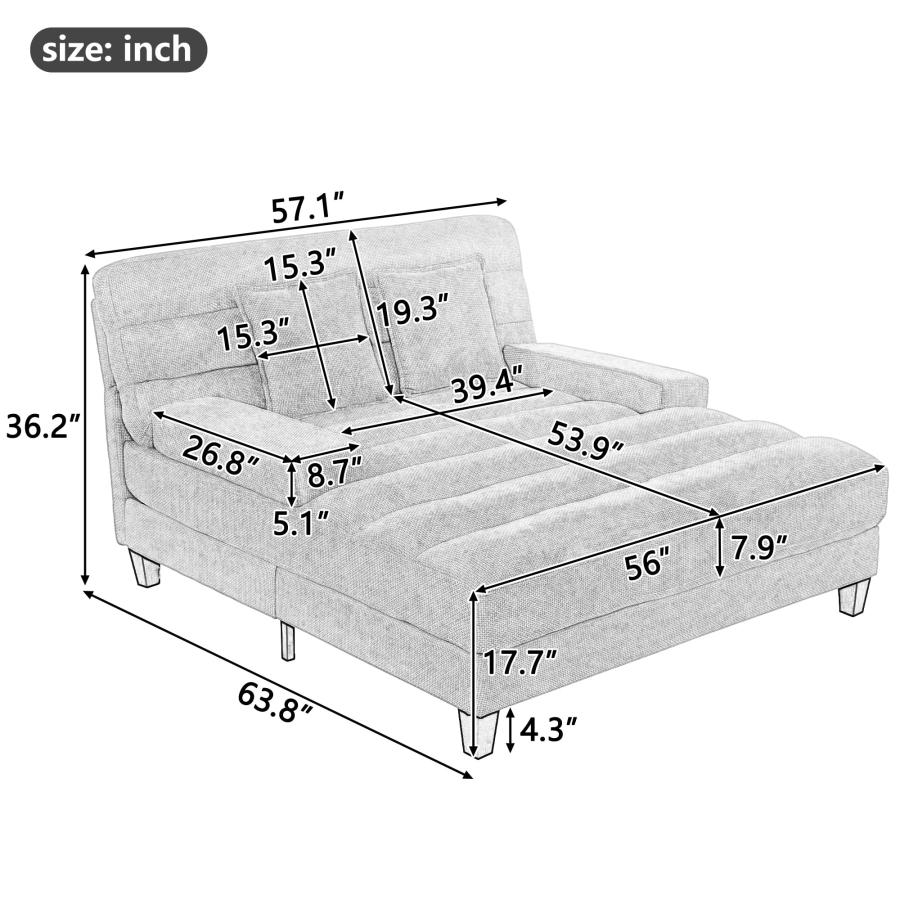 【並行輸入品】 Polibi 57.1" W Modern Chaise Lounge Sofa Bed with Adjustable 6 P_3