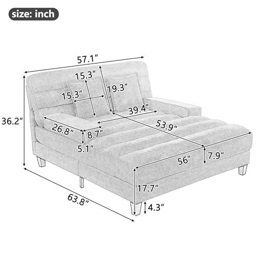【並行輸入品】 Polibi 57.1" W Modern Chaise Lounge Sofa Bed with Adjustable 6 P_4