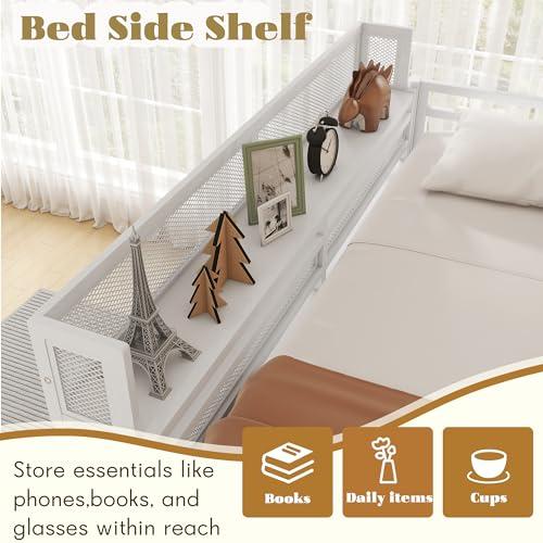 【並行輸入品】 Mirightone Queen Size loft Bed with A Shelf, Metal Loft Beds witの画像